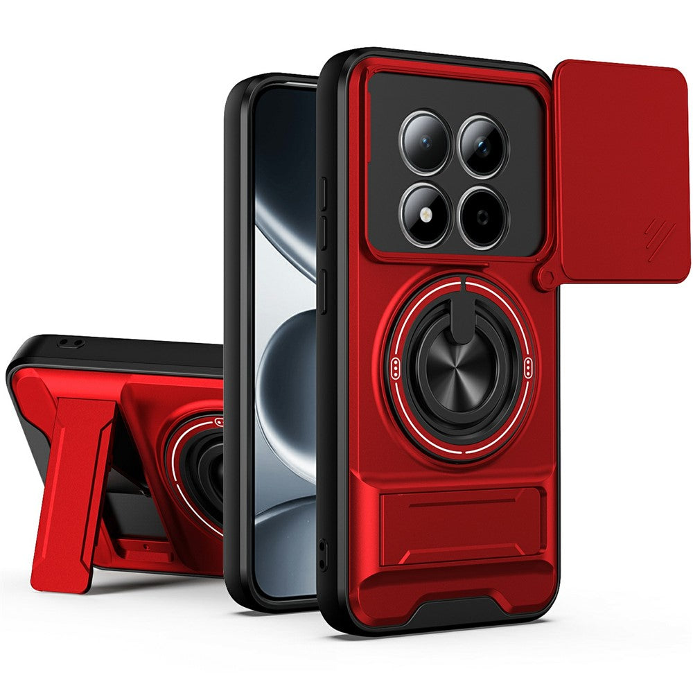 For Xiaomi Redmi Note 15 Pro 5G (Global) Magnetic Case Ring Holder Foldable Kickstand TPU PC Phone Cover with Camera Lens Slider