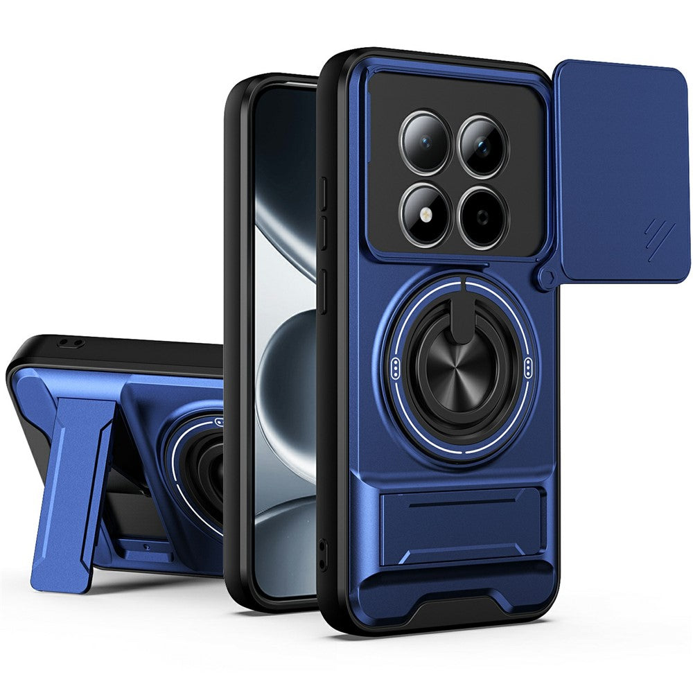 For Xiaomi Redmi Note 15 Pro 5G (Global) Magnetic Case Ring Holder Foldable Kickstand TPU PC Phone Cover with Camera Lens Slider