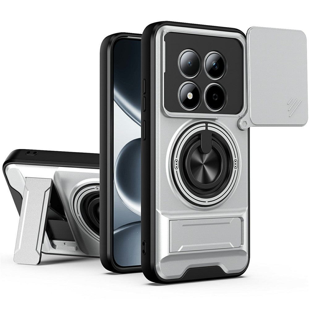 For Xiaomi Redmi Note 15 Pro 5G (Global) Magnetic Case Ring Holder Foldable Kickstand TPU PC Phone Cover with Camera Lens Slider