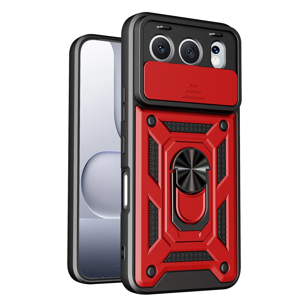 For Honor 500 5G Cover med skydelåg til kamera PC + TPU Telefoncover med støttefod