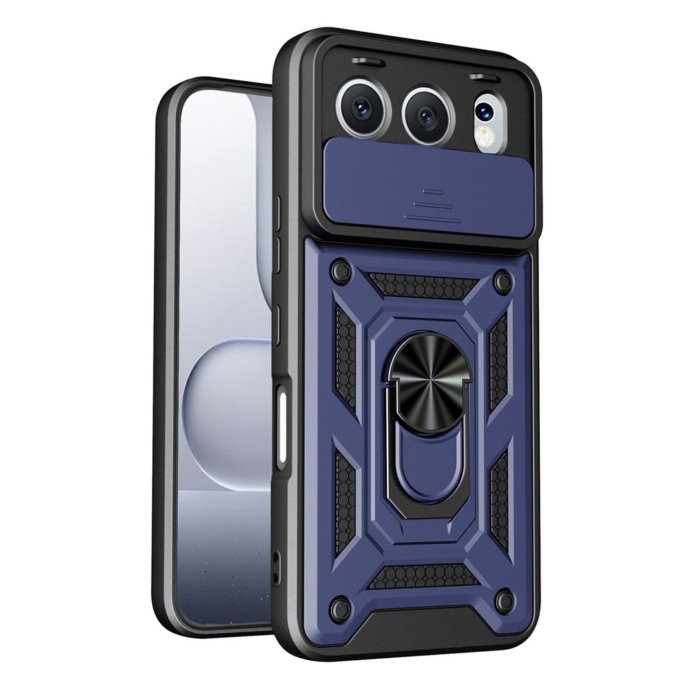 For Honor 500 5G Cover med skydelåg til kamera PC + TPU Telefoncover med støttefod