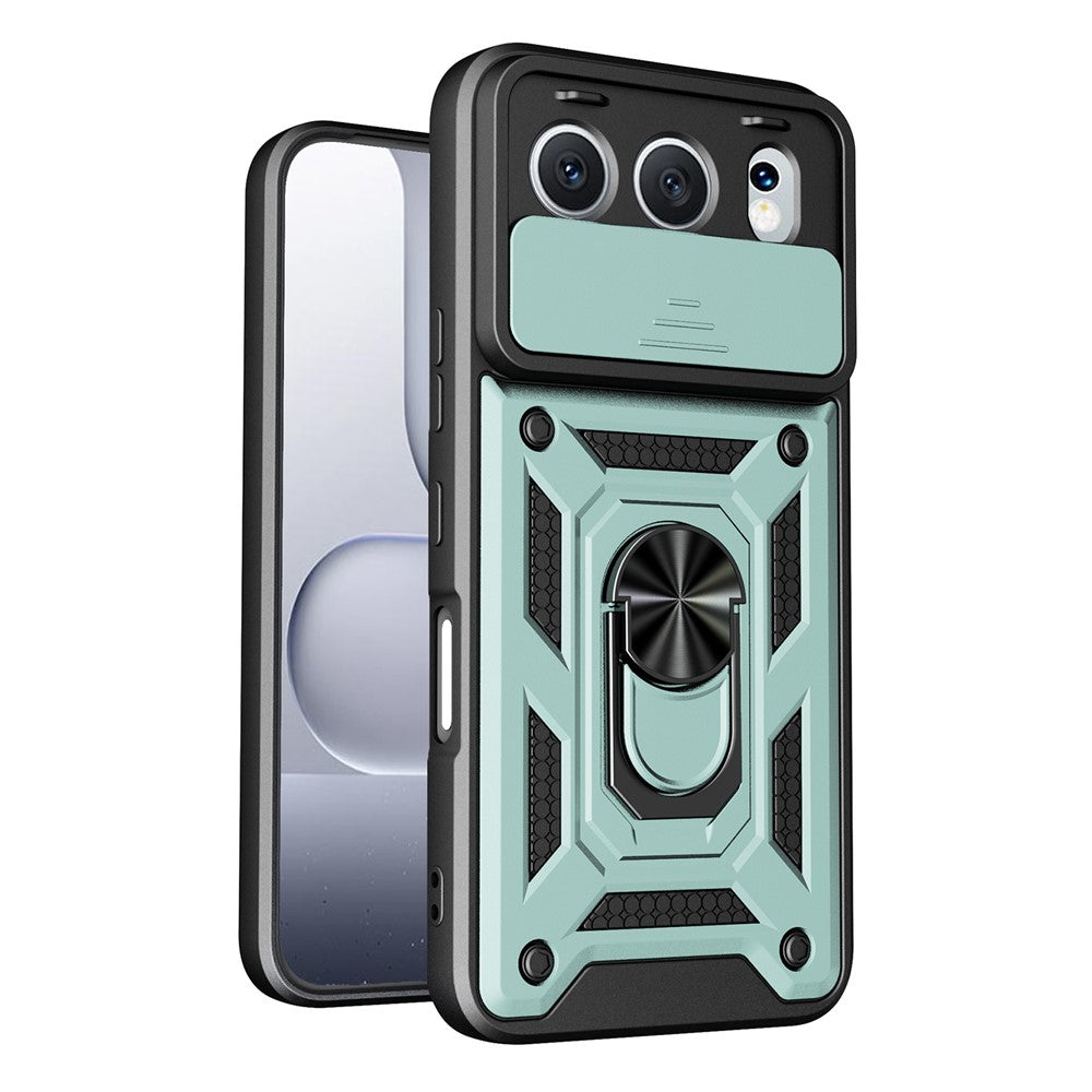 For Honor 500 5G Cover med skydelåg til kamera PC + TPU Telefoncover med støttefod