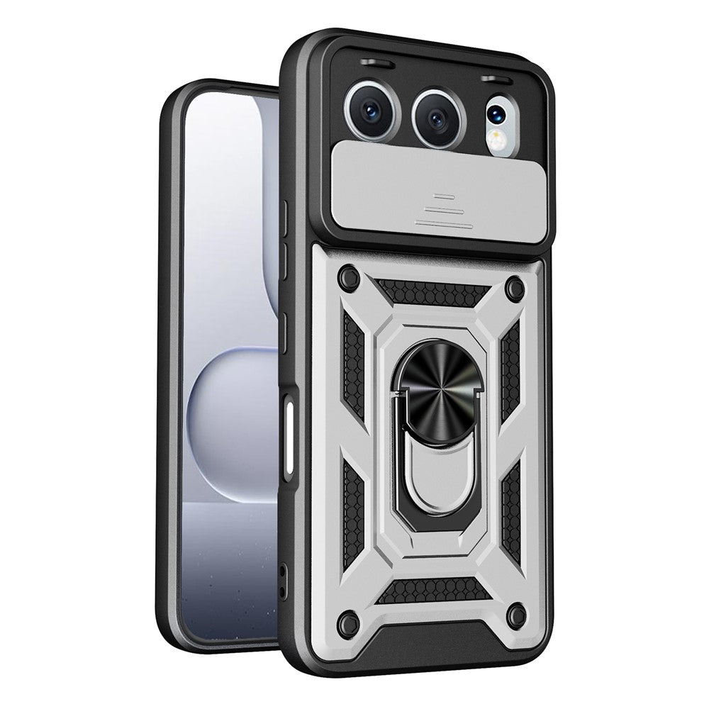 For Honor 500 5G Cover med skydelåg til kamera PC + TPU Telefoncover med støttefod