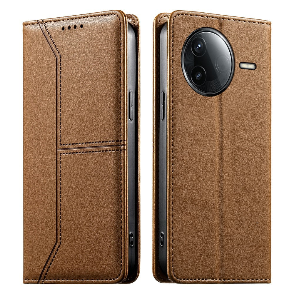 Wallet Stand Case For Xiaomi Redmi K80 5G  /  K80 Pro 5G  /  Poco F7 Pro 5G  /  F7 Ultra 5G Line Splicing TPU PU Leather Phone Cover