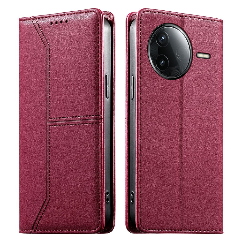 Wallet Stand Case For Xiaomi Redmi K80 5G  /  K80 Pro 5G  /  Poco F7 Pro 5G  /  F7 Ultra 5G Line Splicing TPU PU Leather Phone Cover
