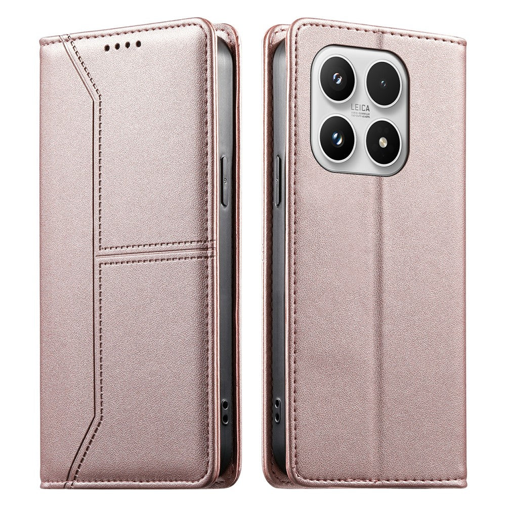For Xiaomi 17 Wallet Stand Case Line Splicing TPU PU Leather Phone Cover