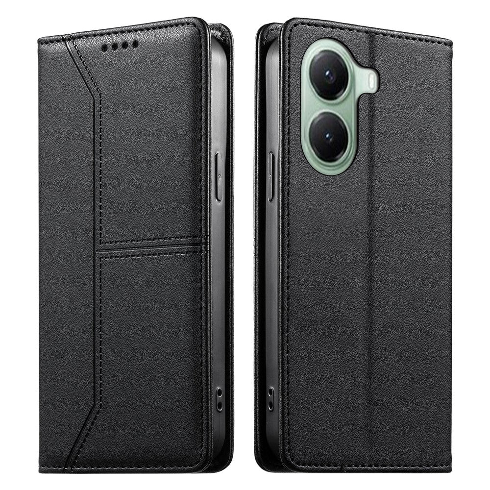 For Xiaomi Poco X7 Pro 5G  /  Redmi Turbo 4 5G Wallet Stand Case Line Splicing TPU PU Leather Phone Cover
