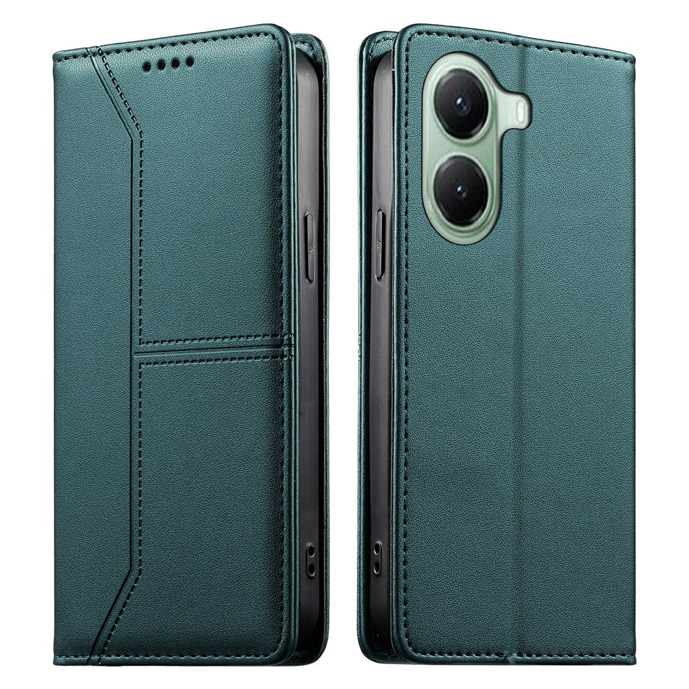 For Xiaomi Poco X7 Pro 5G  /  Redmi Turbo 4 5G Wallet Stand Case Line Splicing TPU PU Leather Phone Cover