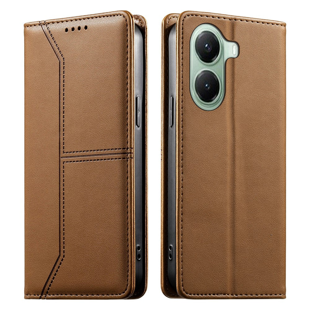 For Xiaomi Poco X7 Pro 5G  /  Redmi Turbo 4 5G Wallet Stand Case Line Splicing TPU PU Leather Phone Cover