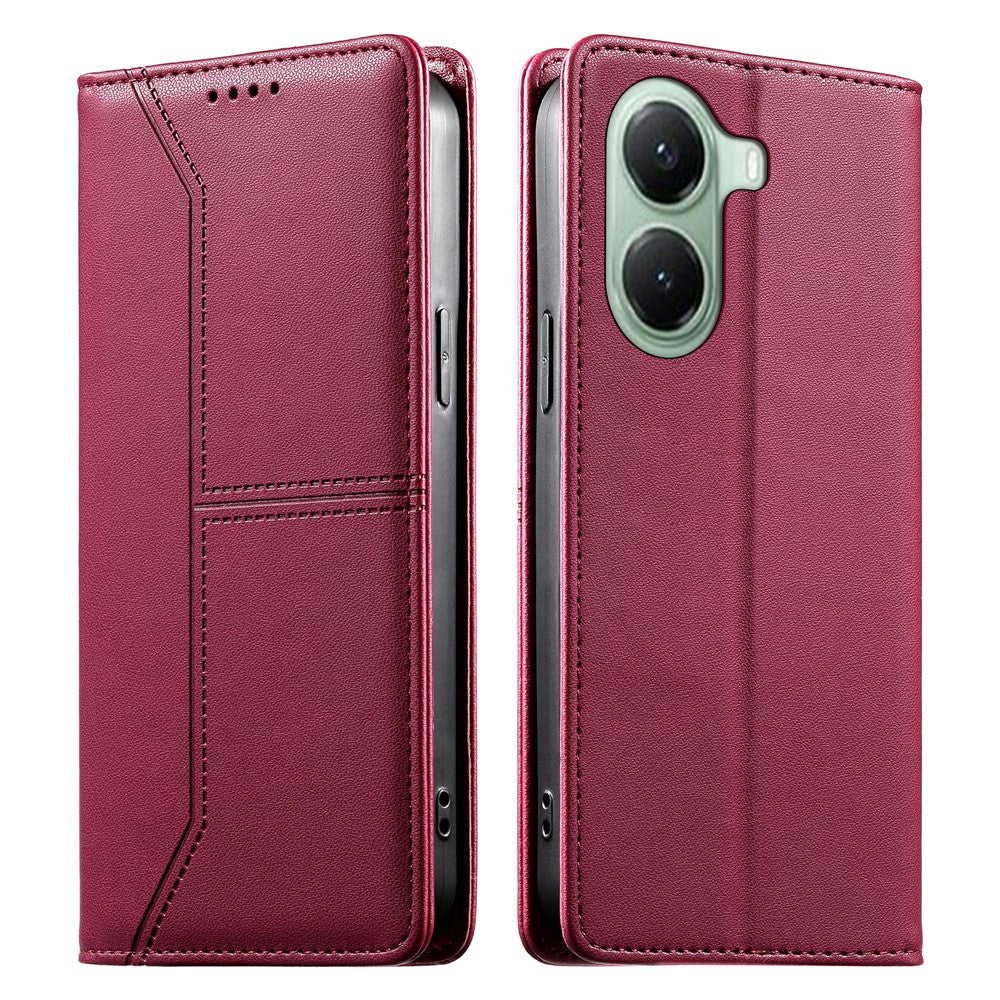 For Xiaomi Poco X7 Pro 5G  /  Redmi Turbo 4 5G Wallet Stand Case Line Splicing TPU PU Leather Phone Cover