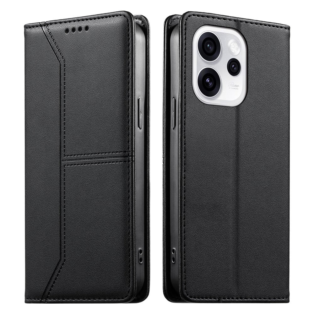 mobilskal till Oppo Reno15 Pro Max 5G (Global) / Reno15 Pro 5G (Kina) Plånboksfodral med stativ, skarvning av TPU PU-läder