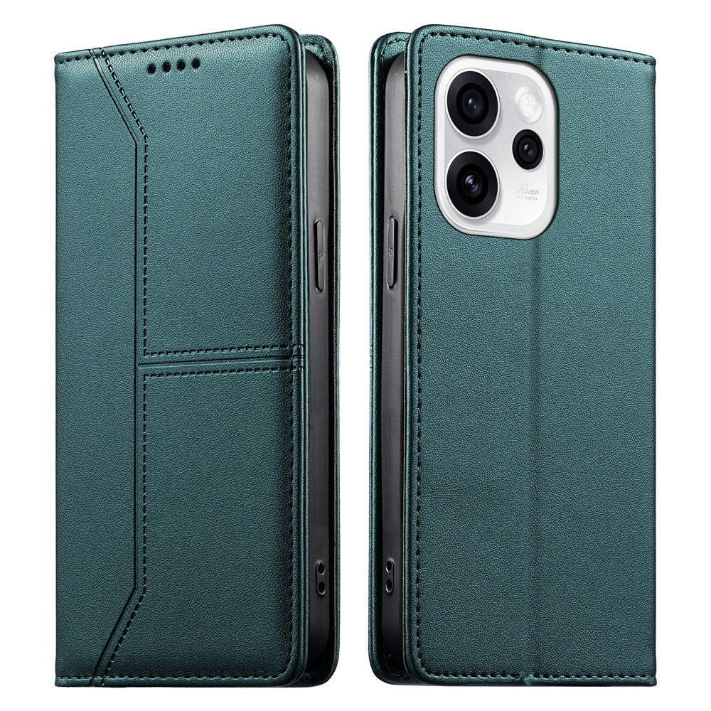 mobilskal till Oppo Reno15 Pro Max 5G (Global) / Reno15 Pro 5G (Kina) Plånboksfodral med stativ, skarvning av TPU PU-läder
