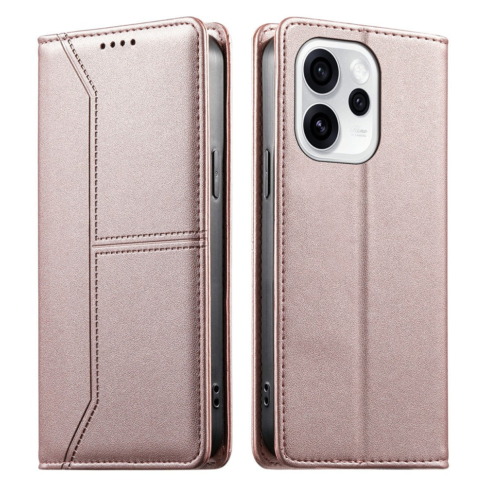 mobilskal till Oppo Reno15 Pro Max 5G (Global) / Reno15 Pro 5G (Kina) Plånboksfodral med stativ, skarvning av TPU PU-läder