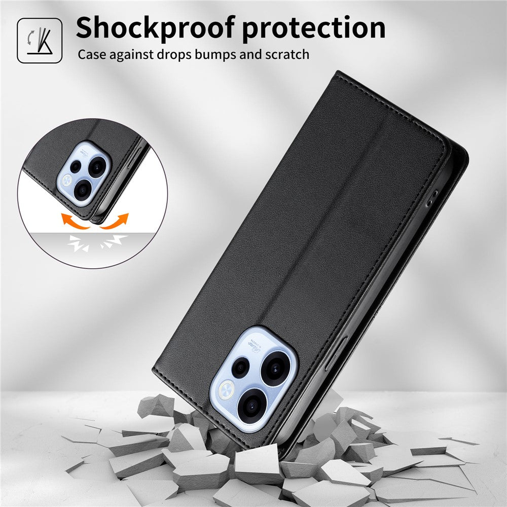 Til Oppo Reno15 F 5G Wallet Stand Case Line Splicing TPU PU læder telefoncover