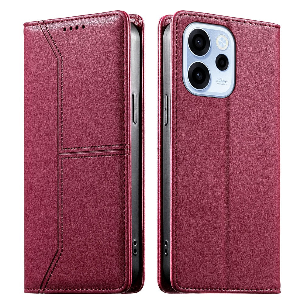 Oppo Reno15 F 5G Plånboksfodral Line Splicing TPU PU-lädermobilskal