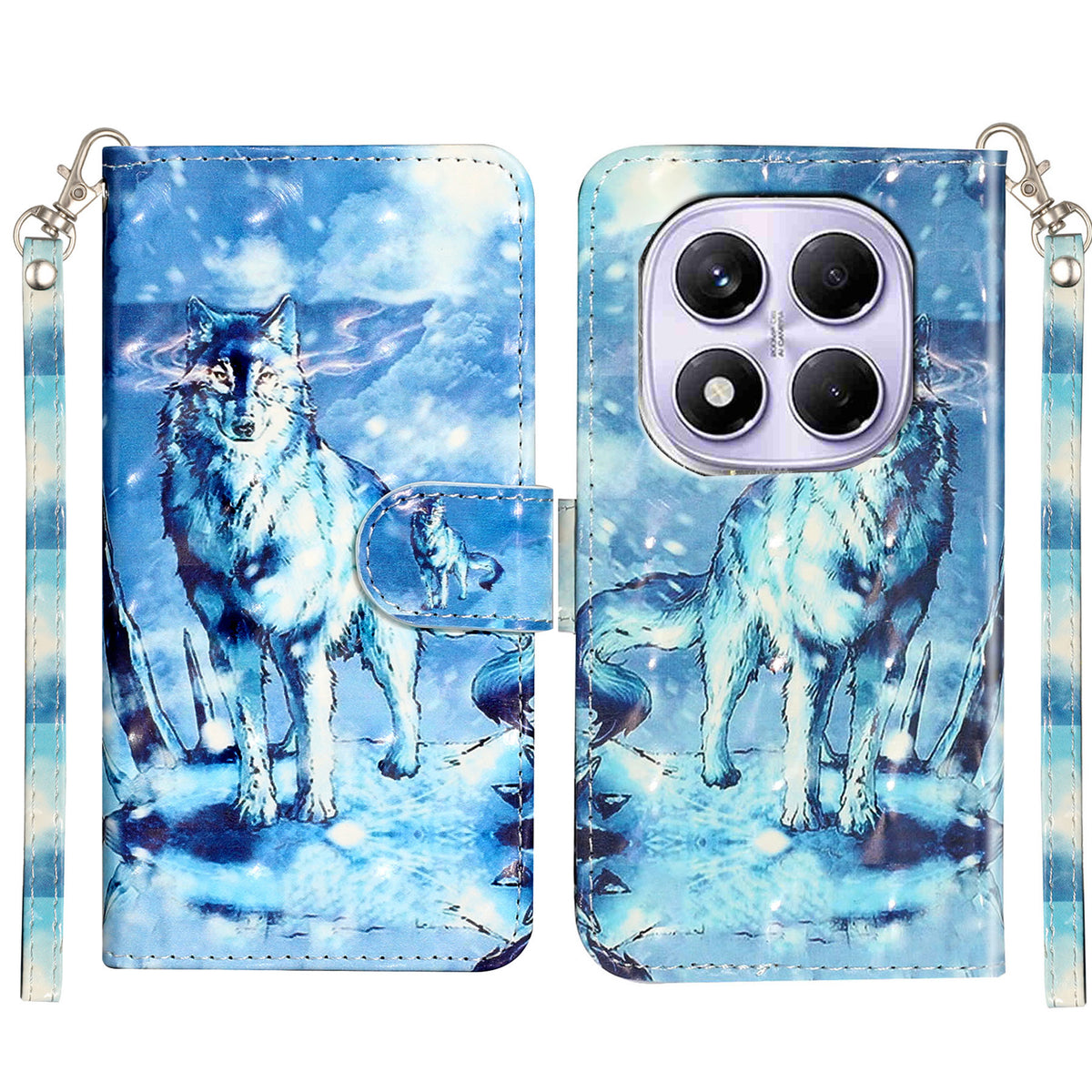 For Xiaomi Poco M8 Pro 5G / Xiaomi Redmi Note 15 Pro+ 5G (Global) Wallet Case 3D Pattern Printed Leather Phone Cover with Strap