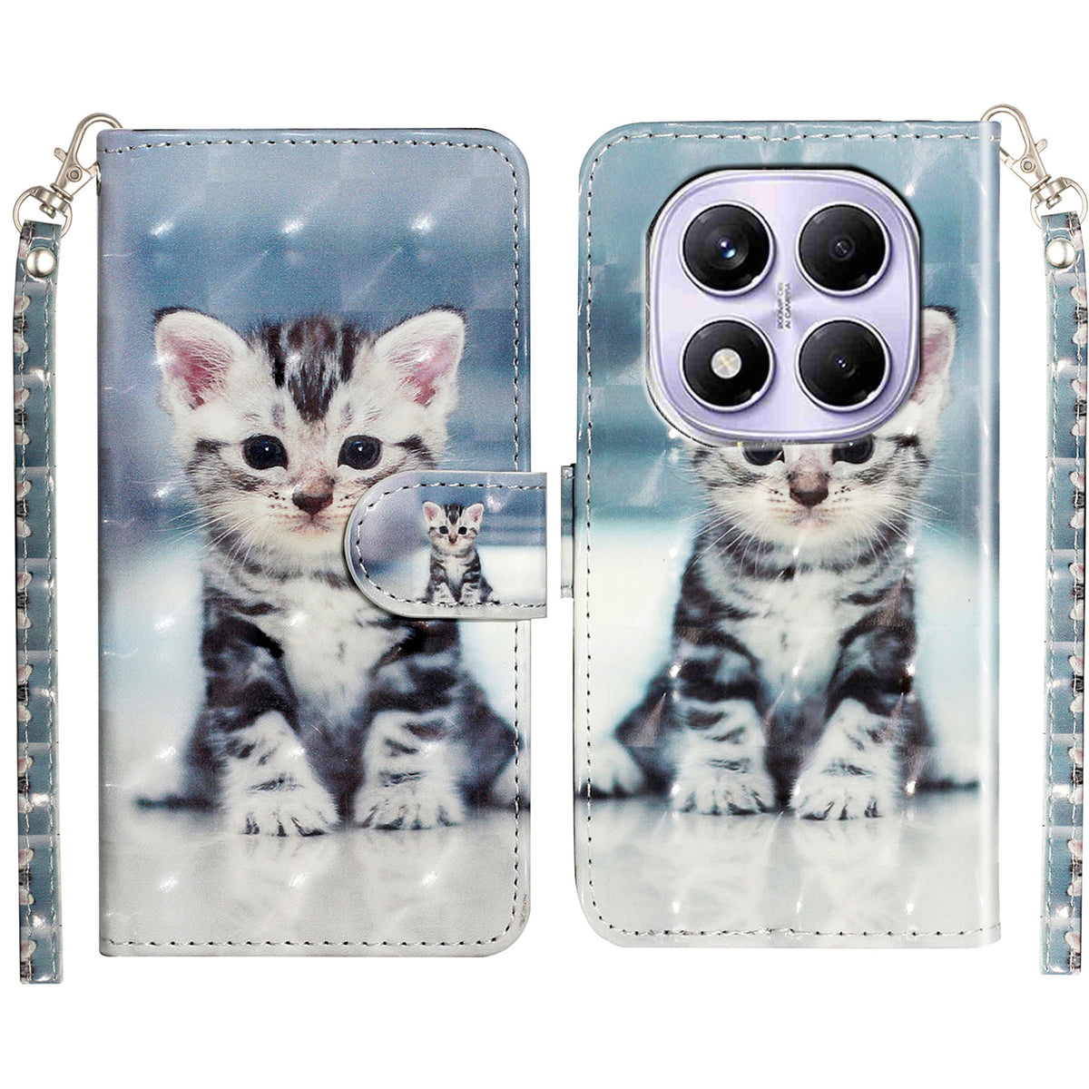 For Xiaomi Poco M8 Pro 5G / Xiaomi Redmi Note 15 Pro+ 5G (Global) Wallet Case 3D Pattern Printed Leather Phone Cover with Strap