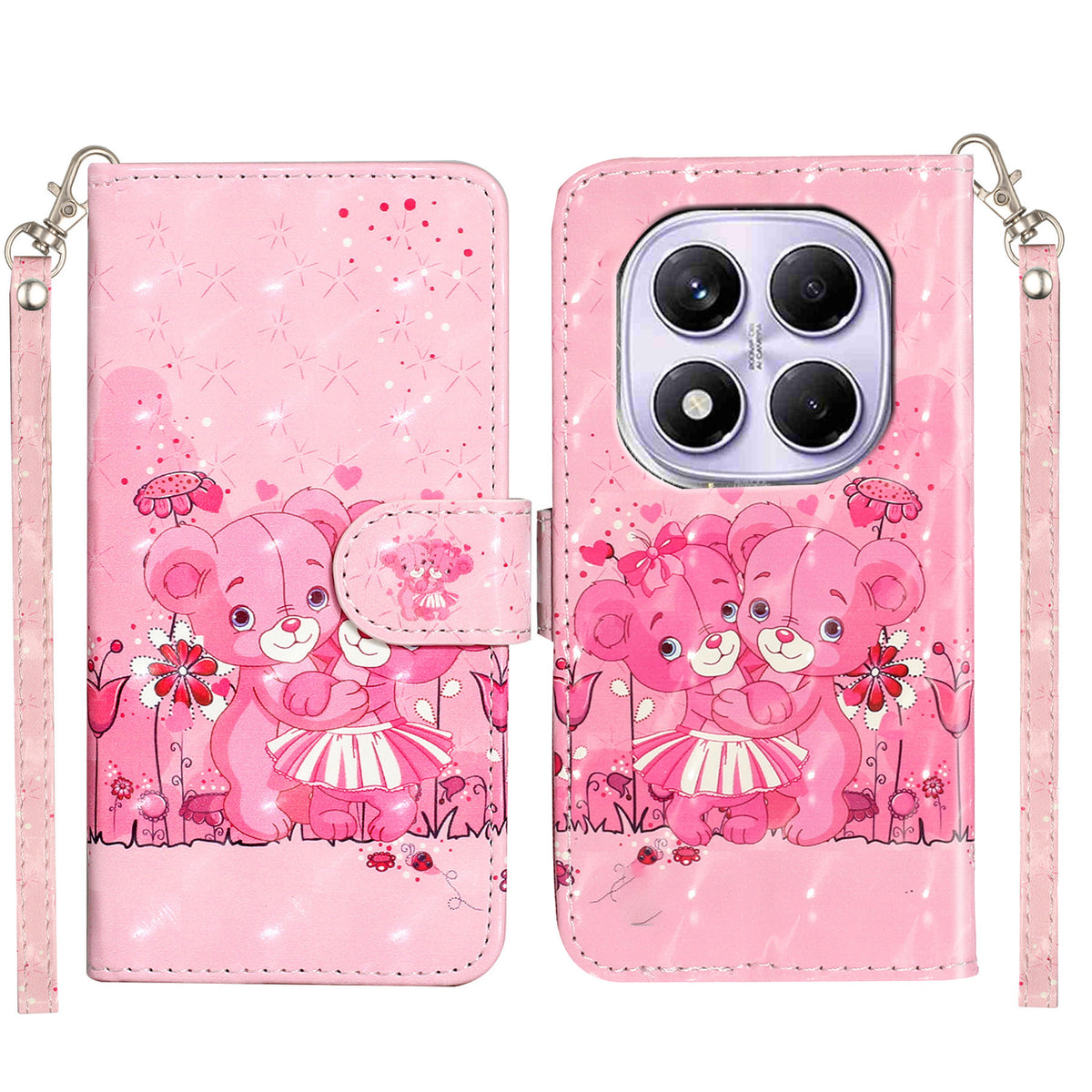 For Xiaomi Poco M8 Pro 5G / Xiaomi Redmi Note 15 Pro+ 5G (Global) Wallet Case 3D Pattern Printed Leather Phone Cover with Strap