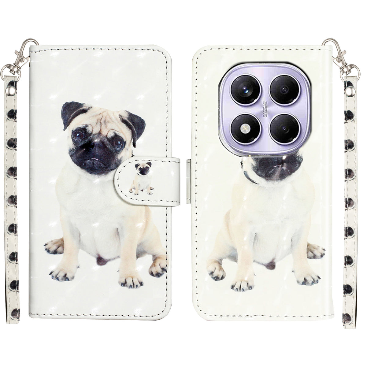 For Xiaomi Poco M8 Pro 5G / Xiaomi Redmi Note 15 Pro+ 5G (Global) Wallet Case 3D Pattern Printed Leather Phone Cover with Strap