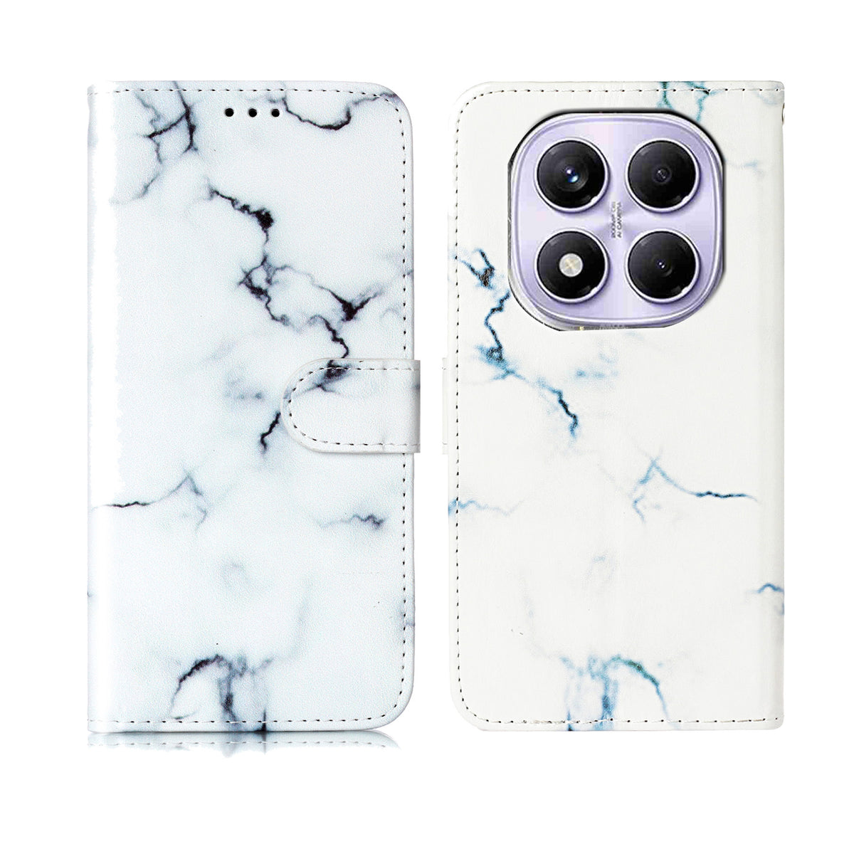 Xiaomi Redmi Note 15 5G (Global) / Xiaomi Poco M8 5G / Xiaomi Redmi Note 15 4G (Global) Stativskal Marmormålad Folio Flip Läder Plånboksfodral