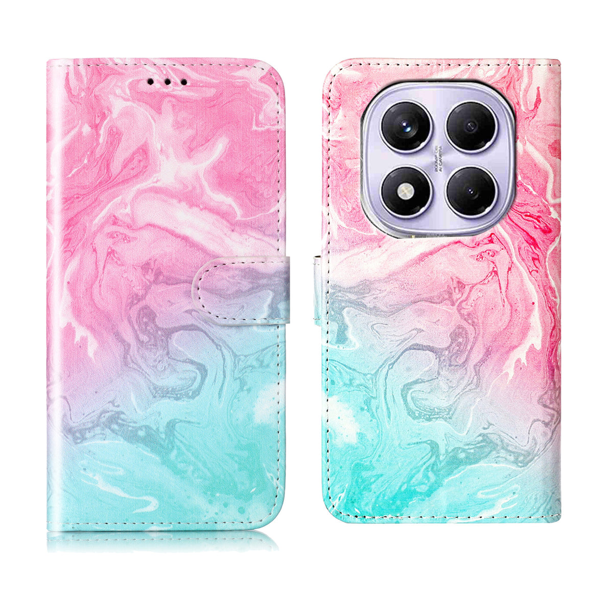 Xiaomi Redmi Note 15 5G (Global) / Xiaomi Poco M8 5G / Xiaomi Redmi Note 15 4G (Global) stativskal, marmormalet folio-flip-pung-etui i læder