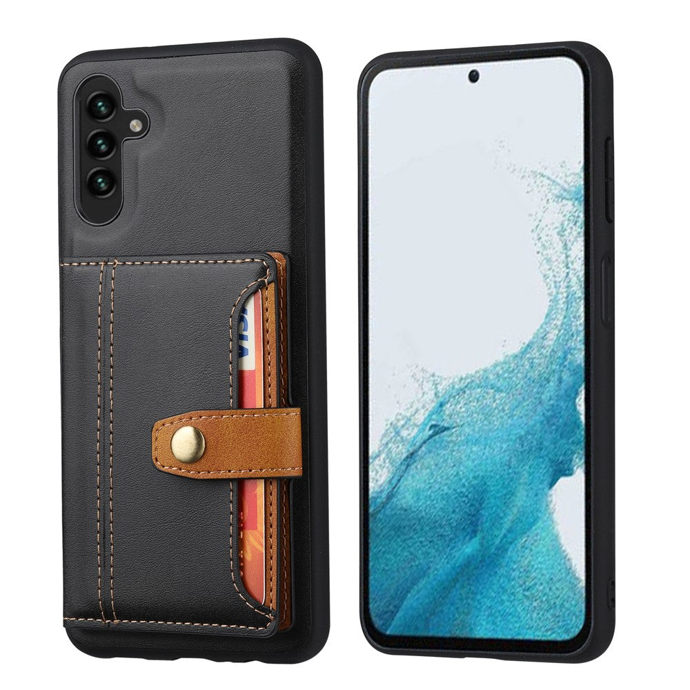 For Samsung Galaxy S26 Case Calf Texture Card Holder PU Leather + TPU Kicsktand Phone Cover
