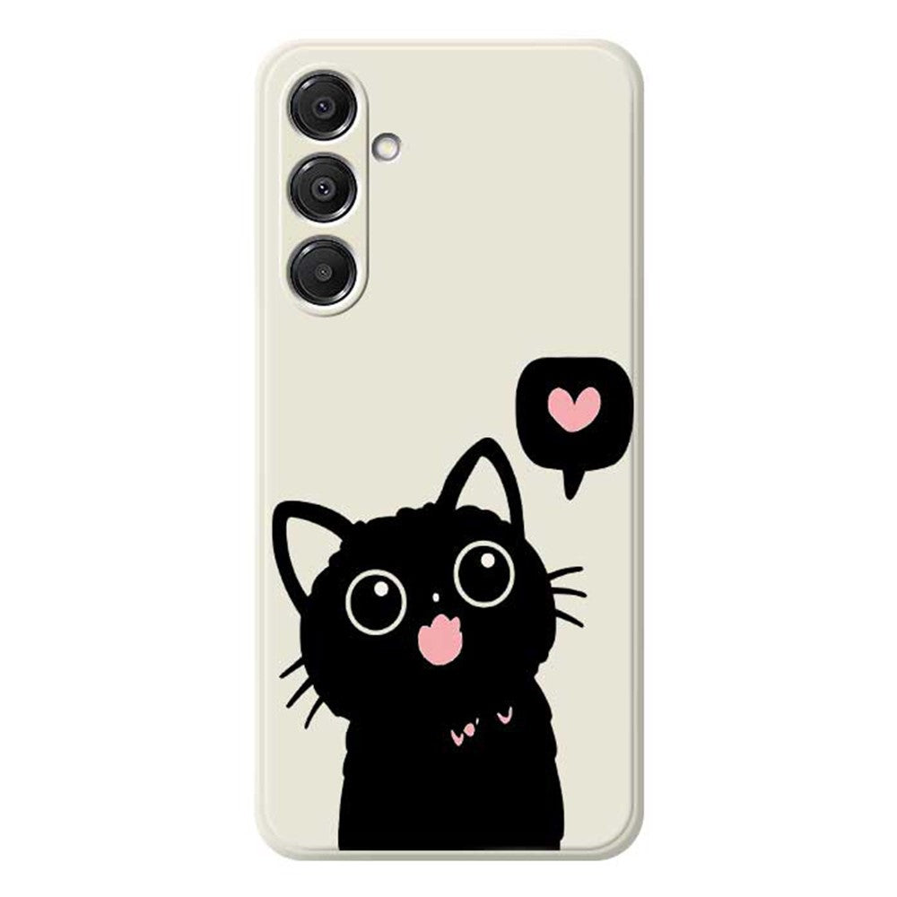 Skal till Samsung Galaxy S26+ med kärlek, svart kattmönster, rak kant, TPU-baksida