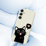 Skal till Samsung Galaxy S26+ med kärlek, svart kattmönster, rak kant, TPU-baksida