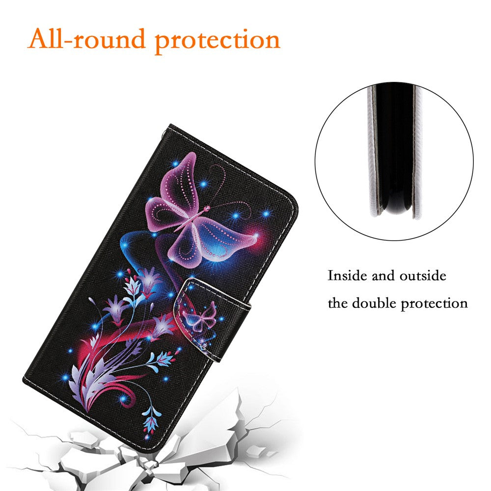 For Xiaomi Redmi Note 15 4G (Global) Case Pattern Printing Protective Leather Folio Phone Cover with Wrist Strap