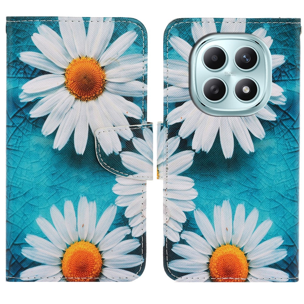 For Xiaomi Redmi Note 15 4G (Global) Case Pattern Printing Protective Leather Folio Phone Cover with Wrist Strap