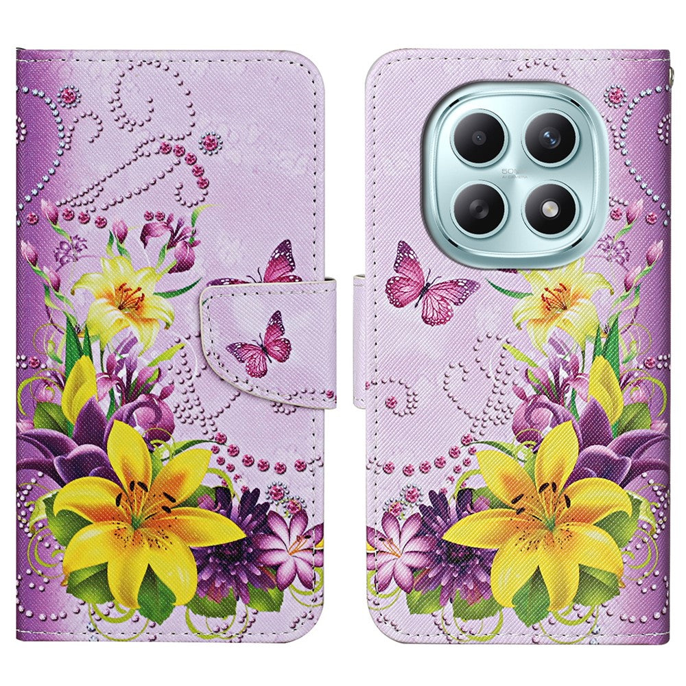 For Xiaomi Redmi Note 15 4G (Global) Case Pattern Printing Protective Leather Folio Phone Cover with Wrist Strap