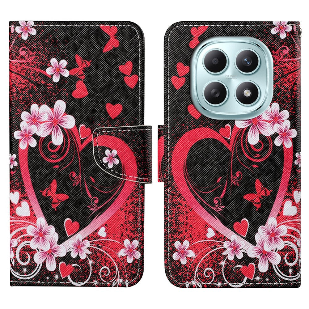For Xiaomi Redmi Note 15 4G (Global) Case Pattern Printing Protective Leather Folio Phone Cover with Wrist Strap