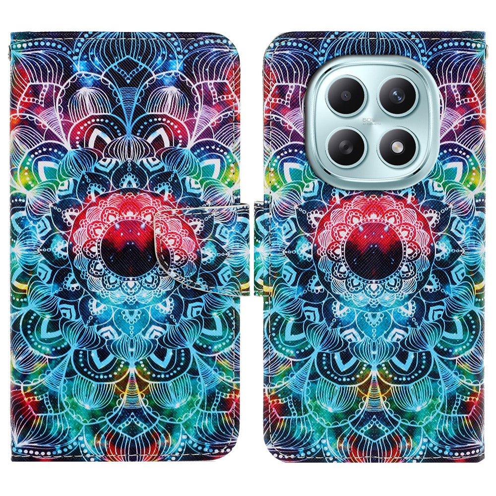 For Xiaomi Redmi Note 15 4G (Global) Case Pattern Printing Protective Leather Folio Phone Cover with Wrist Strap