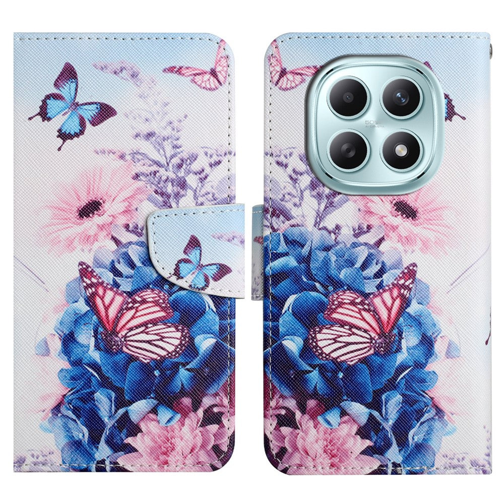 For Xiaomi Redmi Note 15 4G (Global) Case Pattern Printing Protective Leather Folio Phone Cover with Wrist Strap