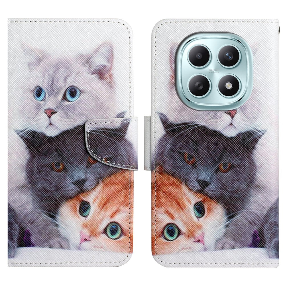 For Xiaomi Redmi Note 15 4G (Global) Case Pattern Printing Protective Leather Folio Phone Cover with Wrist Strap