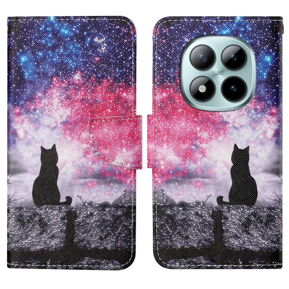 For Xiaomi Redmi Note 15 Pro 4G (Global) Case Pattern Printing Protective Leather Folio Phone Cover with Wrist Strap