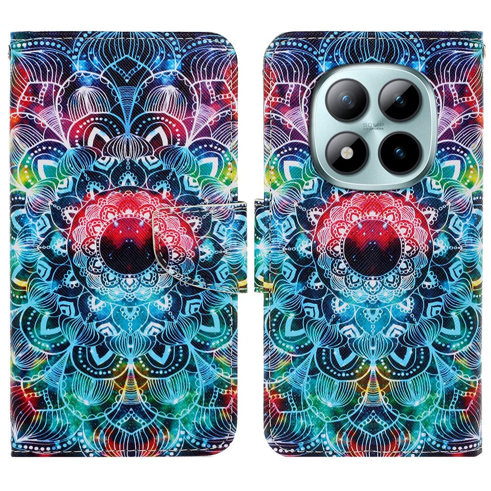 For Xiaomi Redmi Note 15 Pro 4G (Global) Case Pattern Printing Protective Leather Folio Phone Cover with Wrist Strap