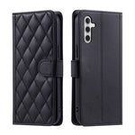 Samsung Galaxy S26+ Plånboksfodral Rhombus Grid PU-lädermobilskal med axelrem / handledsrem