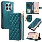 PU Leather Case for Xiaomi Redmi Note 15 5G (Global) / 15 4G (Global) / Poco M8 5G Wallet Rhombus Grid Phone Cover with Shoulder Strap  /  Wrist Strap