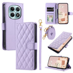 PU Leather Case for Xiaomi Redmi Note 15 5G (Global) / 15 4G (Global) / Poco M8 5G Wallet Rhombus Grid Phone Cover with Shoulder Strap  /  Wrist Strap