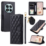 For Xiaomi Redmi Note 15 Pro 5G (Global) Case Wallet Rhombus Grid PU Leather Phone Cover with Shoulder Strap  /  Wrist Strap