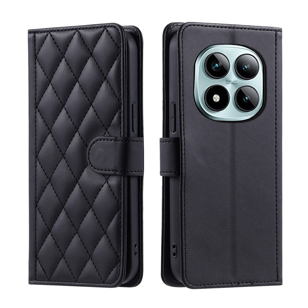 For Xiaomi Redmi Note 15 Pro 5G (Global) Case Wallet Rhombus Grid PU Leather Phone Cover with Shoulder Strap  /  Wrist Strap