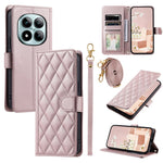 For Xiaomi Redmi Note 15 Pro 5G (Global) Case Wallet Rhombus Grid PU Leather Phone Cover with Shoulder Strap  /  Wrist Strap