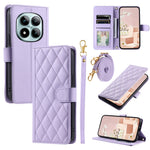 For Xiaomi Redmi Note 15 Pro 5G (Global) Case Wallet Rhombus Grid PU Leather Phone Cover with Shoulder Strap  /  Wrist Strap