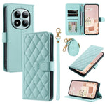 For Xiaomi Redmi Note 15 Pro 5G (Global) Case Wallet Rhombus Grid PU Leather Phone Cover with Shoulder Strap  /  Wrist Strap