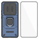 WANLONFENG til Xiaomi Redmi Note 15 4G (Global) Cover ZDX-serie PC TPU Kickstand telefoncover med kameralinsebeskytter + hærdet glas