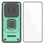 WANLONFENG til Xiaomi Redmi Note 15 4G (Global) Cover ZDX-serie PC TPU Kickstand telefoncover med kameralinsebeskytter + hærdet glas