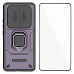 WANLONFENG til Xiaomi Redmi Note 15 4G (Global) Cover ZDX-serie PC TPU Kickstand telefoncover med kameralinsebeskytter + hærdet glas