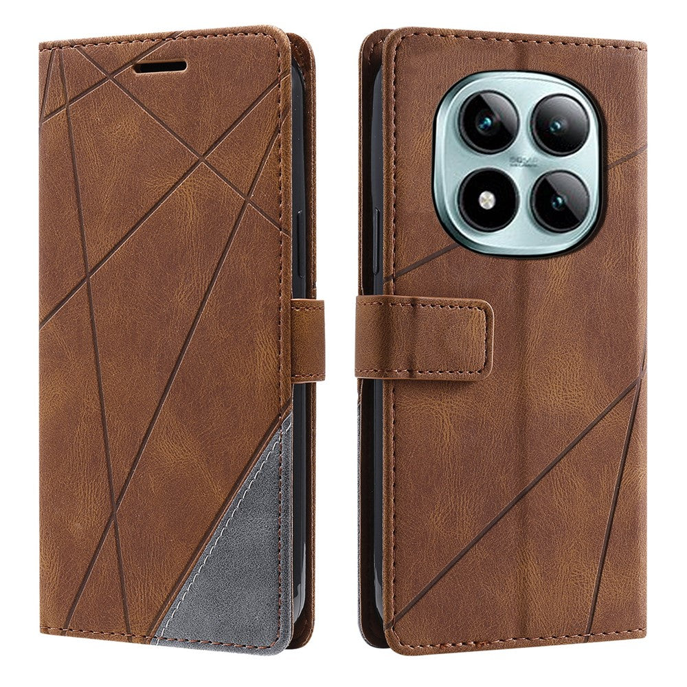 For Xiaomi Redmi Note 15 Pro 4G (Global) Case Imprinted Lines PU Leather Splicing Wallet Phone Cover