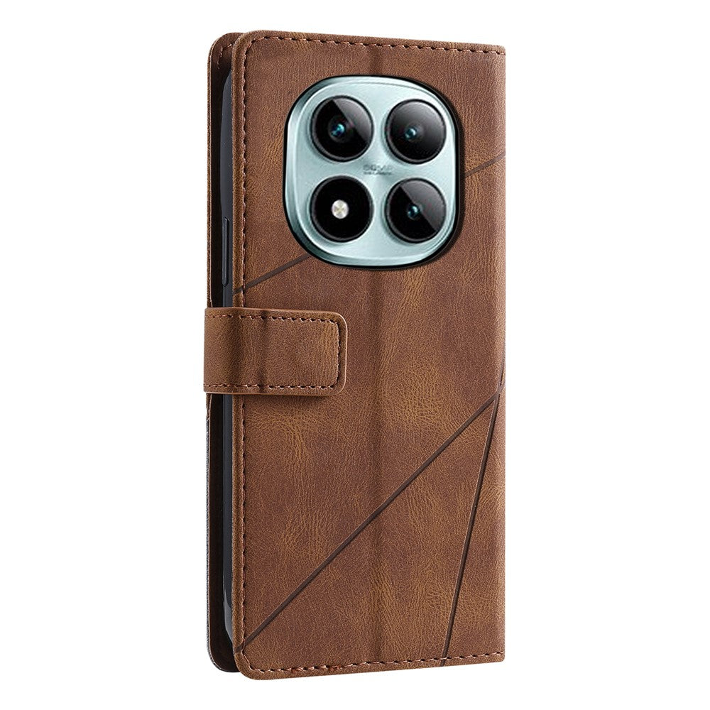 For Xiaomi Redmi Note 15 Pro 4G (Global) Case Imprinted Lines PU Leather Splicing Wallet Phone Cover
